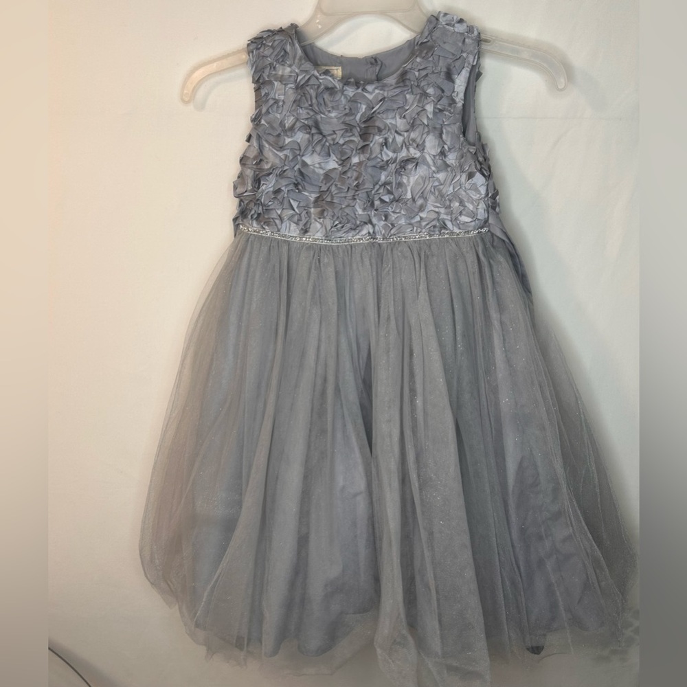 Marmellata Girl’s Formal Tulle Silver Sleeveless Dress 6X